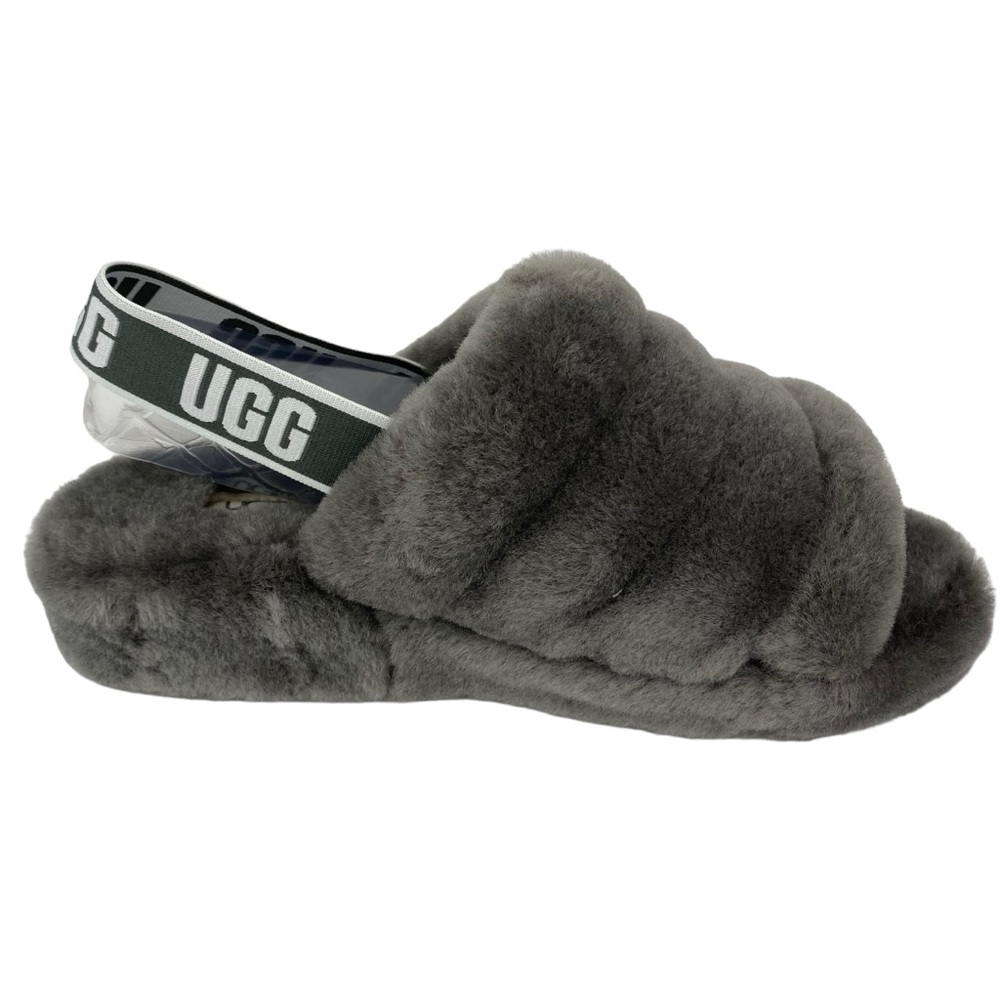 UGG Fluff Yeah Slide Charcoal Gray CHRC 1095119 NEW Women’s Size 8 - Picture 2 of 10